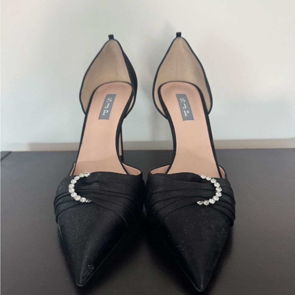 SJP by Sarah Jessica Parker Black Heels w/ Pointed Toe&rhinestone new neverworn
